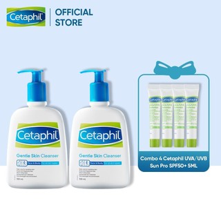 [ Tặng 4 tuýp kem chống nắng 5ml ] Combo 2 sữa rửa mặt làm sạch dịu nhẹ không xà phòng Cetaphil Gentle Skin Clean 500ml