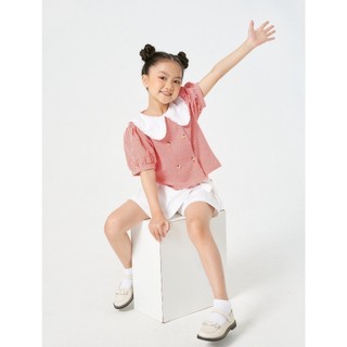Áo kiểu bé gái canifa tay bồng, cổ lá sen 1to22c001