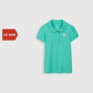 Áo polo bé gái  CANIFA cotton cổ tròn bẻ tay cộc nhún hình in nhỏ dễ thương - 1TP21S002