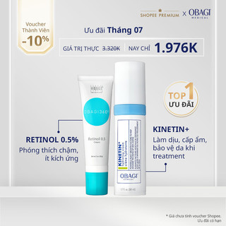 Bộ đôi trẻ hóa, tái tạo da hiệu quả Obagi Retinol 0.5 (28g) & Kinetin+ Hydrating (50ml)