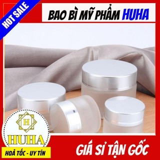 Hũ hộp chiết mỹ phẩm ❆ hũ hộp chiết mỹ phẩm thủy tinh nắp bạc 5g,10g,15g,20g,30g,50g đựng kem face .