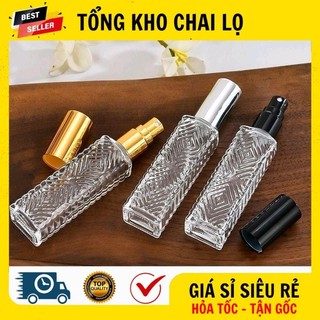 Chai lọ chiết nước hoa ❤ chai lọ chiết nước hoa thủy tinh 12ml gân hoa văn đựng dầu thơm