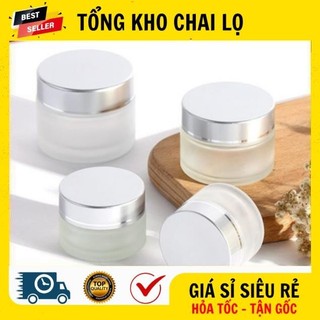 [RẺ VÔ ĐỊCH] Hủ Hộp Đựng Kem ❤ Hũ Hộp Chiết Mỹ Phẩm Thủy Tinh Nắp Bạc 5g,10g,15g,20g .