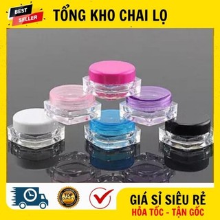 [RẺ VÔ ĐỊCH] Hủ Hộp Đựng Kem ❤ Hũ Hộp Nhựa Vuông 3g Chiết Mỹ Phẩm .