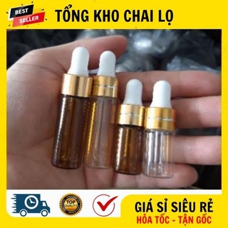 [RẺ VÔ ĐỊCH] Lọ Chiết Serum ❤ [2ml,3ml,5ml] Lọ Đựng Tinh Dầu Thủy Tinh Mỏng Bóp Giọt Khoen Vàng Chiết Serum .