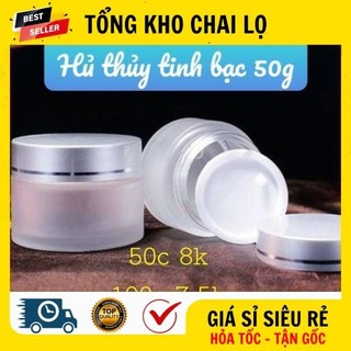 [RẺ VÔ ĐỊCH] Hủ Hộp Đựng Kem ❤ Hũ Hộp Chiết Mỹ Phẩm Thủy Tinh Nắp Bạc 50g Đựng Kem Face.