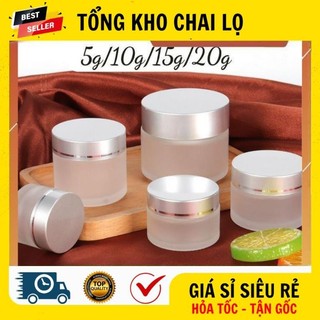 [RẺ VÔ ĐỊCH] Hủ Hộp Đựng Kem ❤ Hũ Hộp Chiết Mỹ Phẩm Thủy Tinh Nắp Bạc 5g,10g,15g,20g Đựng Kem .