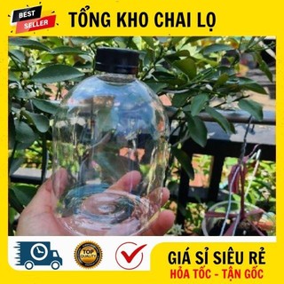 [RẺ VÔ ĐỊCH] Chai Lọ Nhựa Béo Lùn Tròn 500ml Nắp Đen , Chai Lọ Đựng Trà Sữa, Nước Trái Cây .
