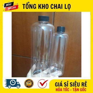 [500ml, 1 Lít Dày] Chai Lọ Nhựa Đựng Trà Sữa, Nước Ép Nhựa Pet Tròn Nắp Vặn , Chai Lọ Đựng Trà Sữa