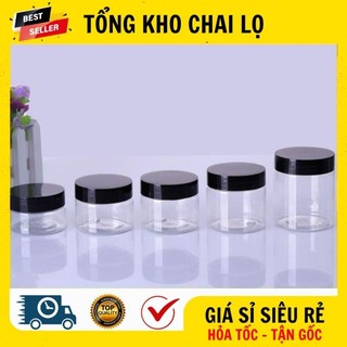 [RẺ VÔ ĐỊCH] Hủ Hộp Đựng Kem ❤ Hũ Nhựa Pet Trong Nắp Đen 50g 100g 200g 250g Đựng Mỹ Phẩm, Thực Phẩm, Đồ Khô, Ngũ Cốc