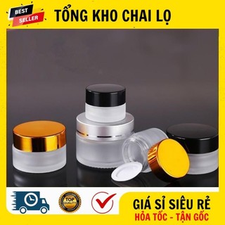[RẺ VÔ ĐỊCH] Hủ Hộp Đựng Kem ❤ Hũ Hộp Chiết Mỹ Phẩm Thủy Tinh Mờ 5g,10g Nắp Vàng Đựng Kem .