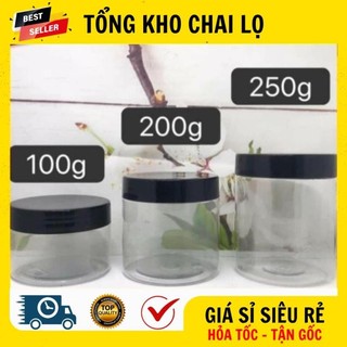 [RẺ VÔ ĐỊCH] Hủ Hộp Đựng Kem ❤ Hũ Nhựa Pet Trong Nắp Đen 50g 100g 200g 250g Đựng Mỹ Phẩm, Thực Phẩm, Đồ Khô, Ngũ Cốc