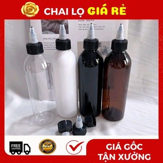 Chai Chiết Mĩ Phẩm ❣️ Nhựa Pet Nút Nhọn Mực Xăm 20ml-250ml Chiết Mực, Mỹ Phẩm