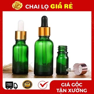 [5ml,10ml] Chai Lọ Đựng Tinh Dầu Xanh Lá Chiết Serum Bóp Giọt Khoen Vàng, Đen,Bạc ❣️