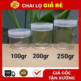 Hủ Đựng Kem ❣️ Vỏ Nhựa Pet Trong Nắp Trong 50g 100g 200g 250g Đựng Mỹ Phẩm, Đồ Khô, Ngũ Cốc