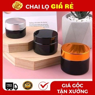 Hủ Đựng Kem ❣️ Chiết Kem Thủy Tinh Nâu 5g,10g Nắp Vàng, Đen. Top Rẻ