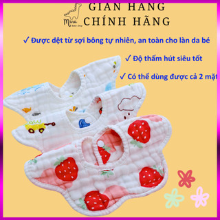 {loại 1} Yếm ăn dặm Mina cao cấp, Yếm cho bé lọt lòng 8 lớp bé vải cotton ngẫu nhiên mềm mịn, thoáng khí