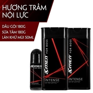 Combo Dầu gội X-Men for Boss Intense 180g + Sữa tắm 180g + Lăn khử mùi 50ml