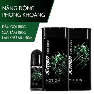 Combo Dầu gội X-Men for Boss Motion 180g + Sữa tắm 180g + Lăn khử mùi 50ml