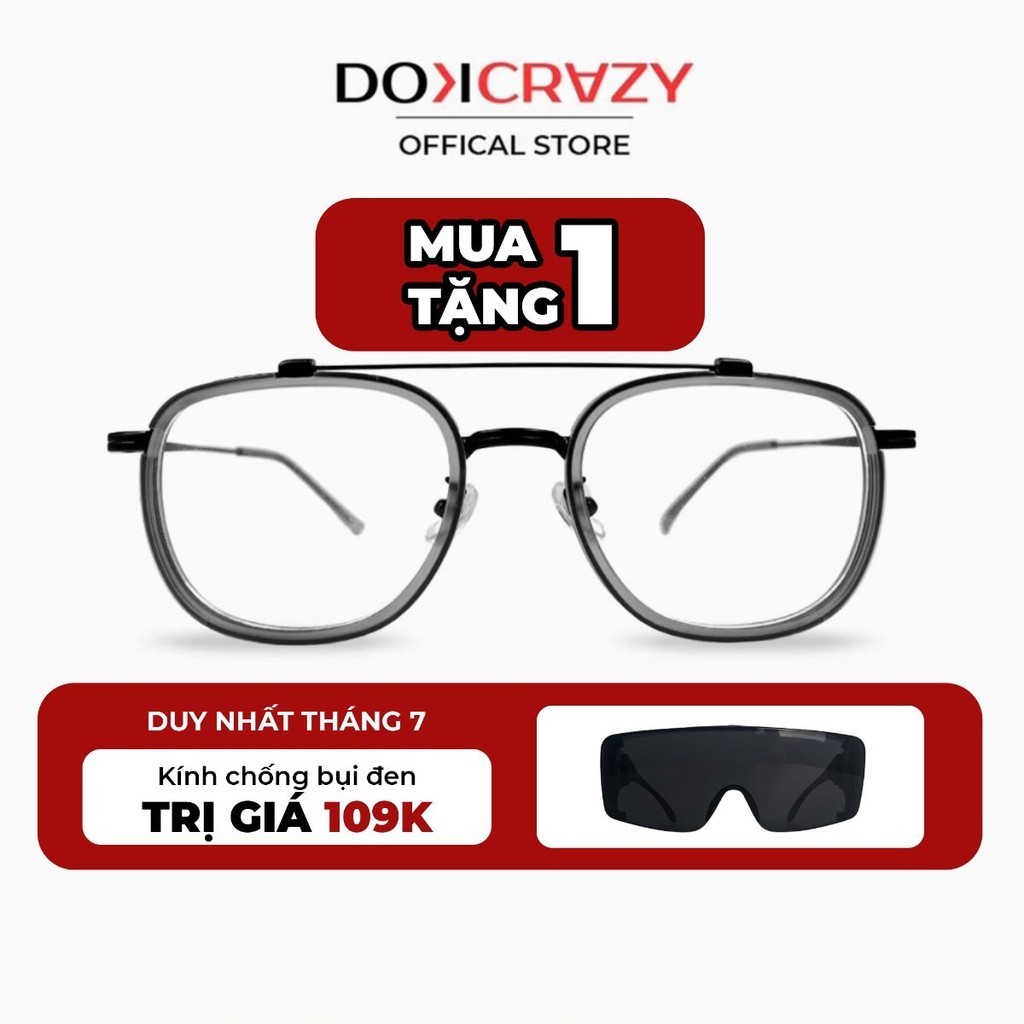 Gọng kính DOKCRAZY DANA chất liệu hợp kim không gỉ dáng chữ nhật, mắt kính chống ánh sáng xanh