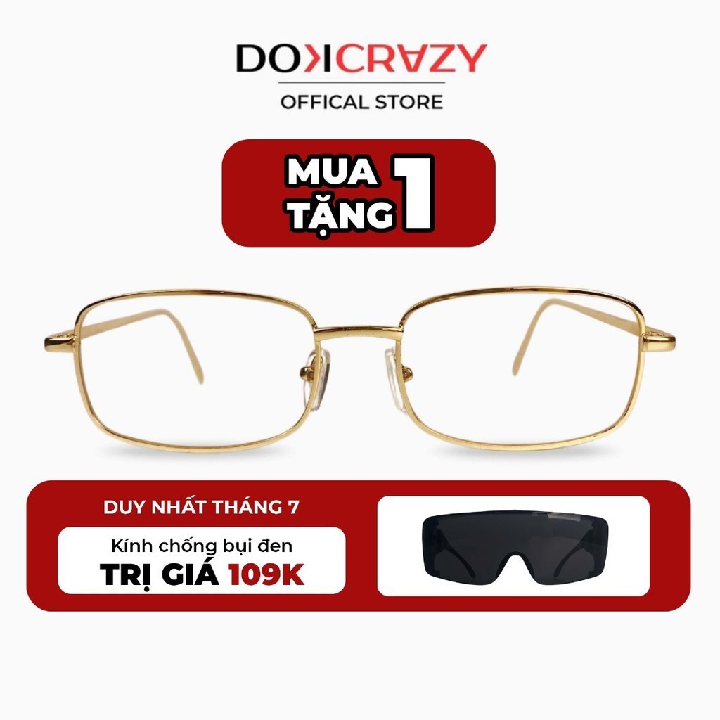 Gọng kính chữ nhật DOKCRAZY YURI hợp kim, mắt kính chống ánh sáng xanh,UV400, thay được tròng cận