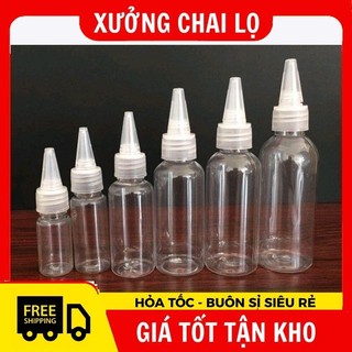 Chai Chiết Mĩ Phẩm  Nhựa Pet Nắp Nhọn 20ml,30ml,50ml,100ml Trong Suốt Chiết Mỹ Phẩm