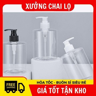Chai Xịt Vòi Nhấn Sữa Tắm  Vỏ Nhựa Pet 500ml Đựng Dầu Gội,