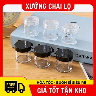 Hũ Hộp Nhựa Trong 10g Thân Cao Nắp Đen Đựng Kem, Chiết Mỹ Phẩm