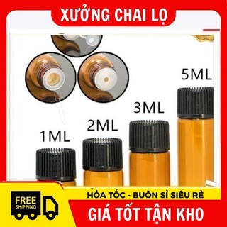 Chai Lọ Chiết Serum, Đựng Tinh Dầu Thủy Tinh Nắp Vặn Đen Mỏng 1ml,2ml,3ml,5ml