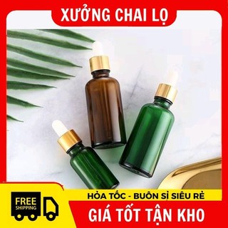 Lọ Chiết Serum , [50ml] Đựng Tinh Dầu Thủy Tinh Nắp Bóp Giọt Khoen Vàng Chiết Serum ,