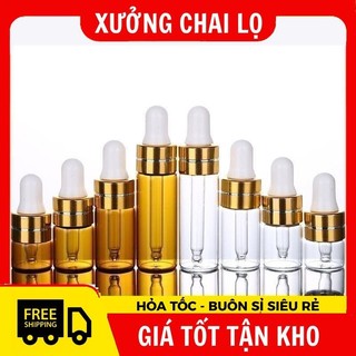 Chai Lọ Chiết Serum Đựng Tinh Dầu Bóp Giọt Khoen Vàng Mỏng 2ml,3ml,5ml .