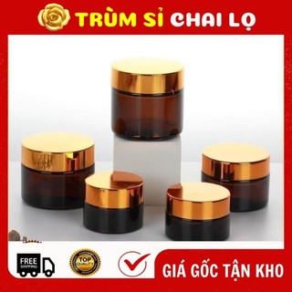 Hũ hộp chiết mỹ phẩm ✵ hũ hộp chiết kem thủy tinh nâu 5g,10g chiết mỹ phẩm