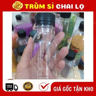 Chai lọ nhựa pet đựng thức uống 100ml trà sữa nắp vặn đen