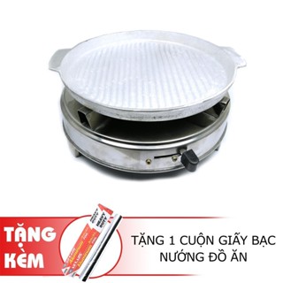 Bếp cồn và chảo gang nướng thịt, Tặng kèm giấy bạc, cồn thạch, kẹp thức ăn inox