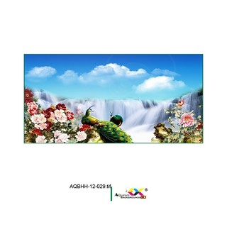 Tranh 3d koifish - tranh dán bể cá - thác nước và chim công siêu đẹp