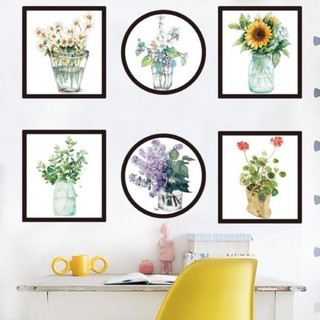 Decal dán tường trang trí phòng khung vuông khung tròn Decal Trang Trí