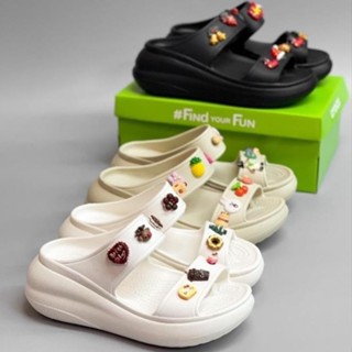 Crocs độn đế form hàn hình găn xinh, Cross Sandal nữ đế cao, tặng kèm sẵn Charm 3D gắn dép-camina-store