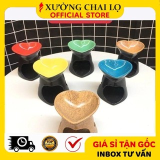 Đèn xông tinh dầu đốt bằng nến hình tim gốm sứ bát tràng huha