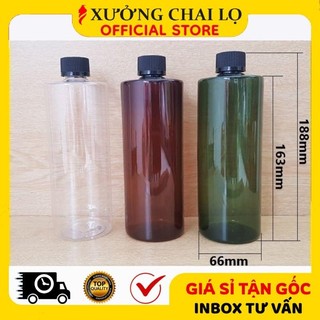 Chai Lọ Chiết Mĩ Phẩm ❣️BUÔN SỈ RẺ❣️ Chai Lọ Nhựa Pet 500ml, 1 Lít Dày Nắp Vặn Đen Đựng Trà Sữa, Nước Trái Cây, Mật Ong