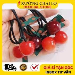 Dây chun buộc tóc cherry, thun cột tóc, phụ kiện tóc xinh, hủ chiết
