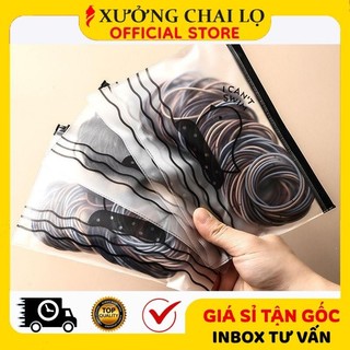 Túi chun buộc tóc dây kéo, thun cột tóc, phụ kiện tóc xinh