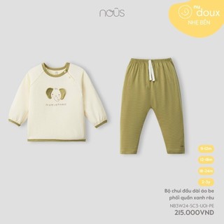 NOUS - Bộ chui đầu dài áo be phối quần xanh rêu -9M 12M 18M  2Y - SS24.T7B-ZN444