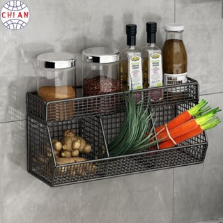 Kệ đựng gia vị 3 ngăn 1,2 tầng treo tường CHIAN kệ đựng đồ đa năng dán tường, đựng hành tỏi