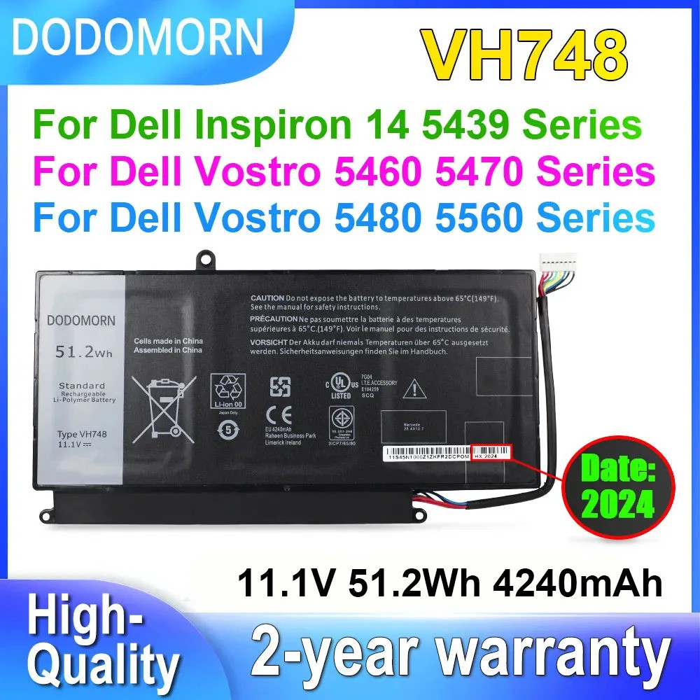 Dodoorn vh748 cho Dell Vostro 5460 5470 5480 5560 cho inspiron 14 5439 p43f p41g loạt máy tính xách 
