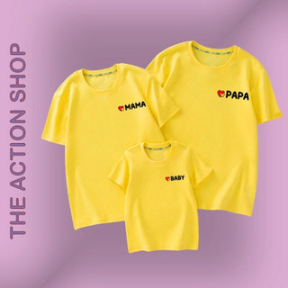 Áo thun gia đình 3/4/5 người Đồng phục giá rẻ Thun cotton dày dặn Màu vàng GD0009V Bin Action