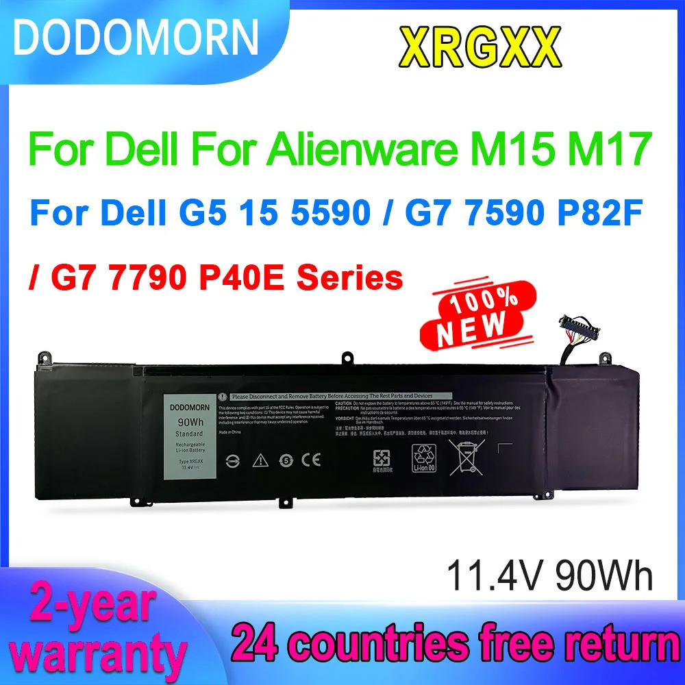 Dodomorn 1f22n xrgxx pin máy tính xách tay cho dell inspiron g5 5590 g7 7590 7790 cho alienware m15 