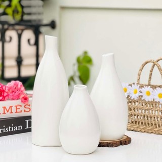 Bộ 3 bình gốm Bát Tràng, set ba lọ cắm hoa, decor trang trí phòng khách theo phong cách vintage