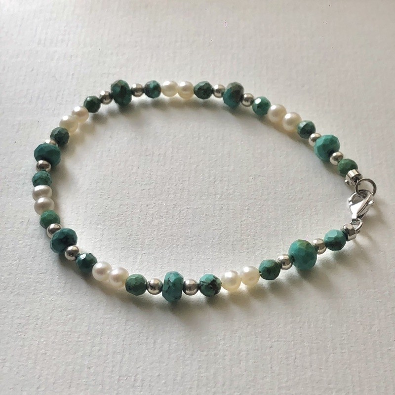 Vòng tay đá lam phối Akoya mặn