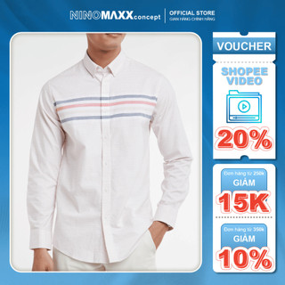 N&m áo sơ mi nam tay dài phối sọc cổ trụ 1912002