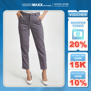 N&M Quần tây nữ Linen ống đứng họa tiết sọc thời trang 1907042